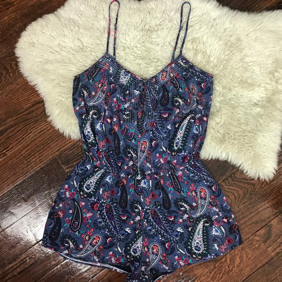 American Eagle Outfitters Pants - American Eagle Paisley Floral Embroidered Romper